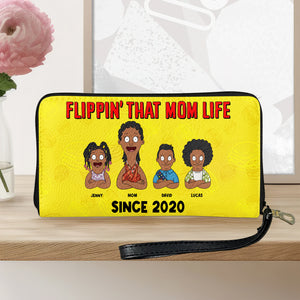 Personalized Gifts For Mom Leather Wallet 02totn120325hg Flippin' That Mom Life - Leather Wallet - GoDuckee