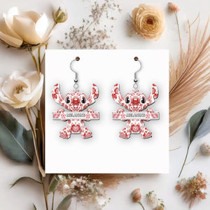 Blue Floral Alien Earrings - Personalized Gifts For Cartoon Fans 03tgmg210725 - Earrings - GoDuckee