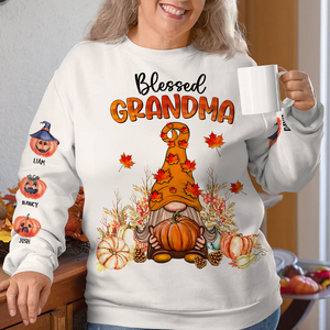 Personalized Gifts For Grandma Shirt, Halloween Gnome Pumpkin 02NAPU260824 - AOP Products - GoDuckee