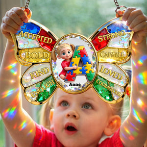 Autism Kids Suncatcher - Custom Photo Gifts For Autism Awareness Suncatcher Ornament 01NALU160326 - Ornament - GoDuckee