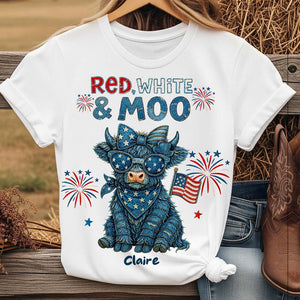 Highland Cow Freedom Shirt - Personalized Gifts For 4th Of July 04NADT190625 - AOP Products - GoDuckee