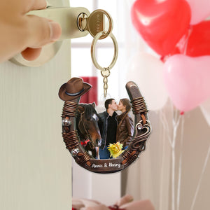 Personalized Custom Photo Gifts For Couple Love Horse Riding Acrylic Keychain 04OHLU041224 - Keychains - GoDuckee