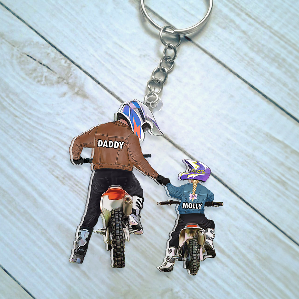 Personalized Gifts For Dad Keychain Motocross Dad And Kid 02QHHU220125TM - Keychains - GoDuckee