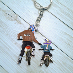 Personalized Gifts For Dad Keychain Motocross Dad And Kid 02QHHU220125TM - Keychains - GoDuckee