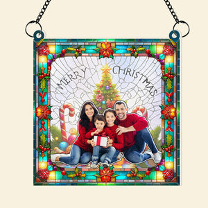 Custom Photo Gifts For Family Christmas Suncatcher Ornament 01NAHU270824 - Ornament - GoDuckee