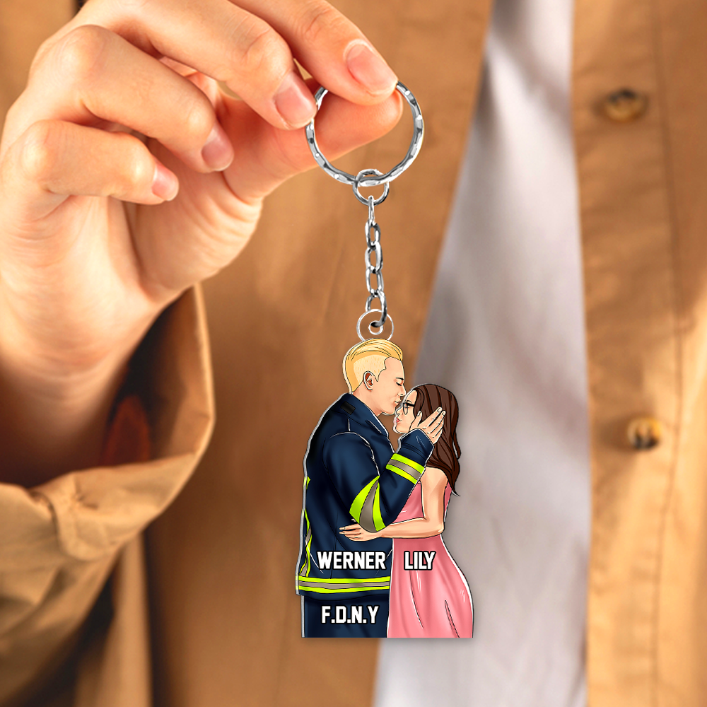 Personalized Gifts For Firefighter Couple Keychain 022QHHU110125TM - Keychains - GoDuckee