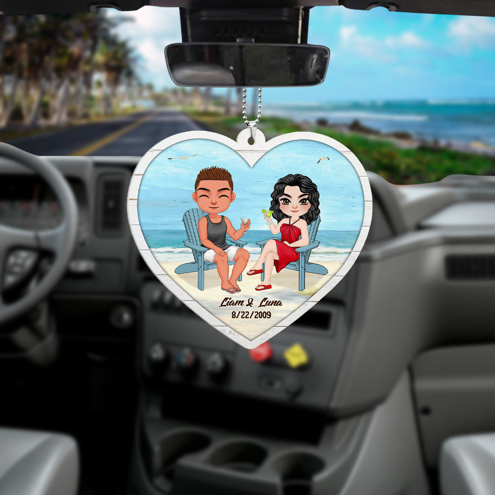 Gift For Couple, Personalized Car Ornament, Beach Couple Ornament, Anniversary Gift - Ornament - GoDuckee