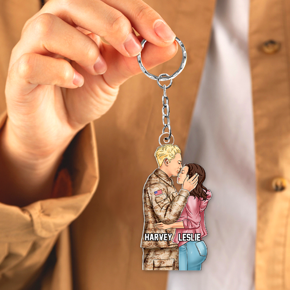 Personalized Gifts For Veteran Couple Keychain 021QHHU110125TM