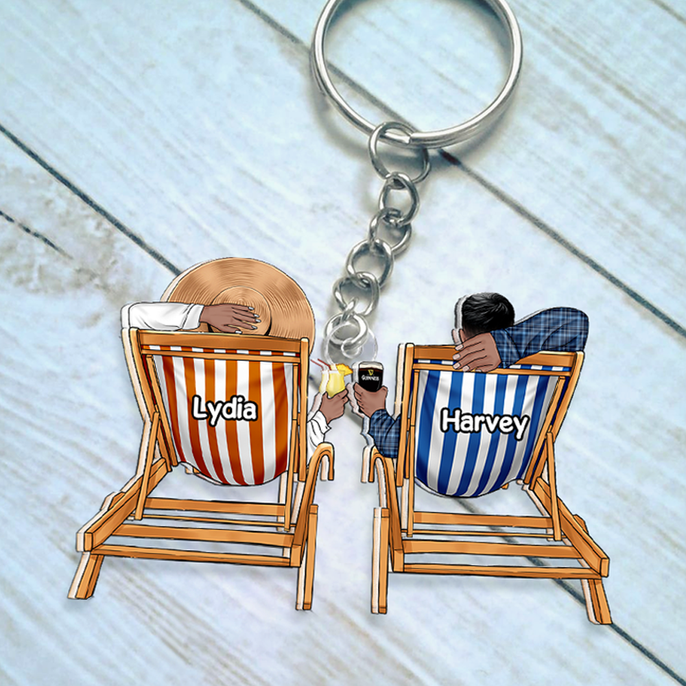 Personalized Gifts For Couple Keychain Couple On The Beach 11QHHU150125TM - Keychains - GoDuckee