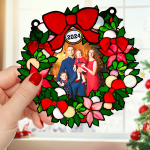 Custom Photo Gifts For Family Christmas Suncatcher Ornament 03QHHU270824 - Ornament - GoDuckee