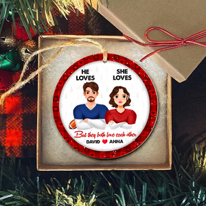 Personalized Gifts For Couple Christmas Ornament American Football Couple 03HUPU141024HG - Ornament - GoDuckee