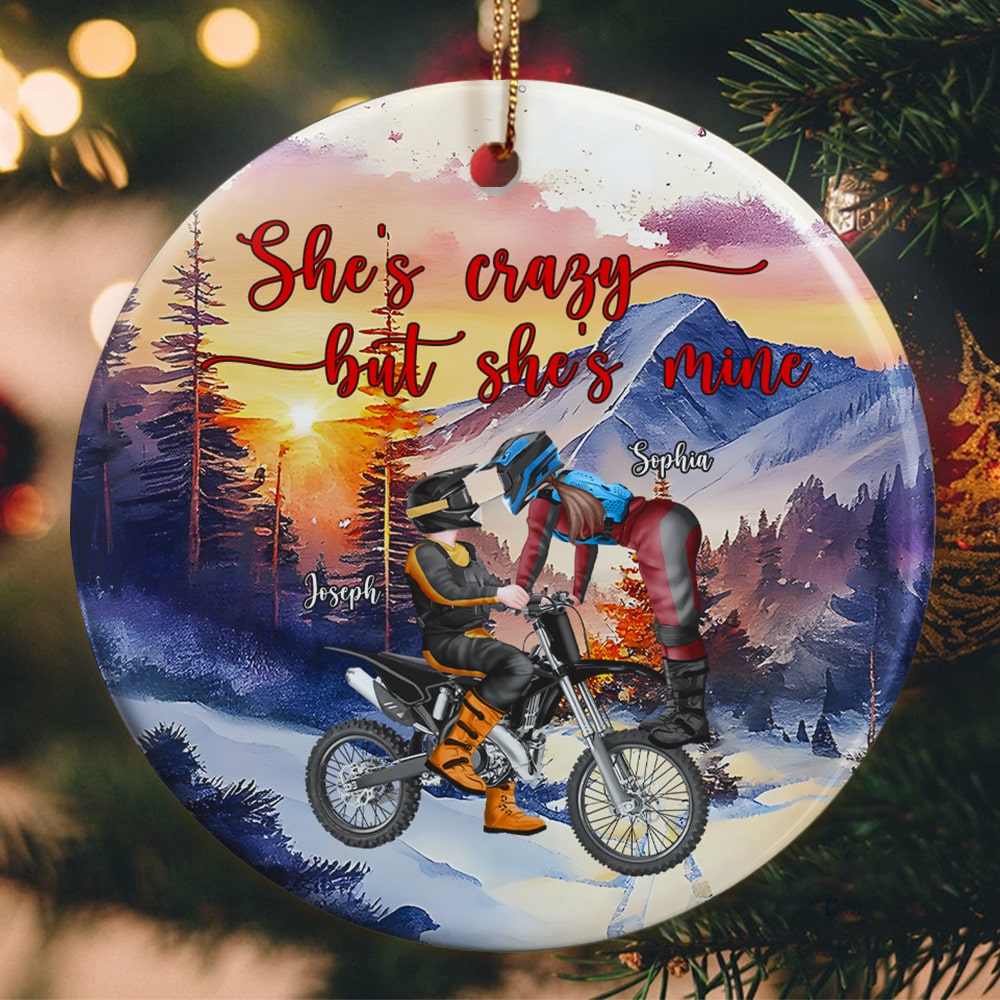 The Couple, She's Crazy But She's Mine, Personalized Ornament, Christmas Gift For Couple - Ornament - GoDuckee