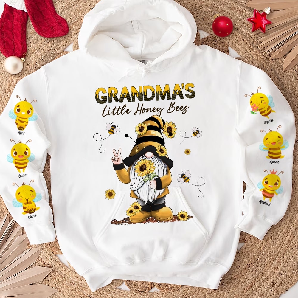 Grandma's Little Honey Bees-Personalized Shirt- Gift For Grandma/ Gift For Mom-Christmas Gift - AOP Products - GoDuckee