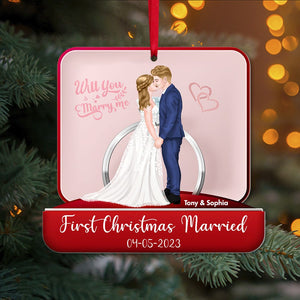 Couple, Will You Marry Me, Personalized Ornament, Christmas Gifts For Couple - Ornament - GoDuckee