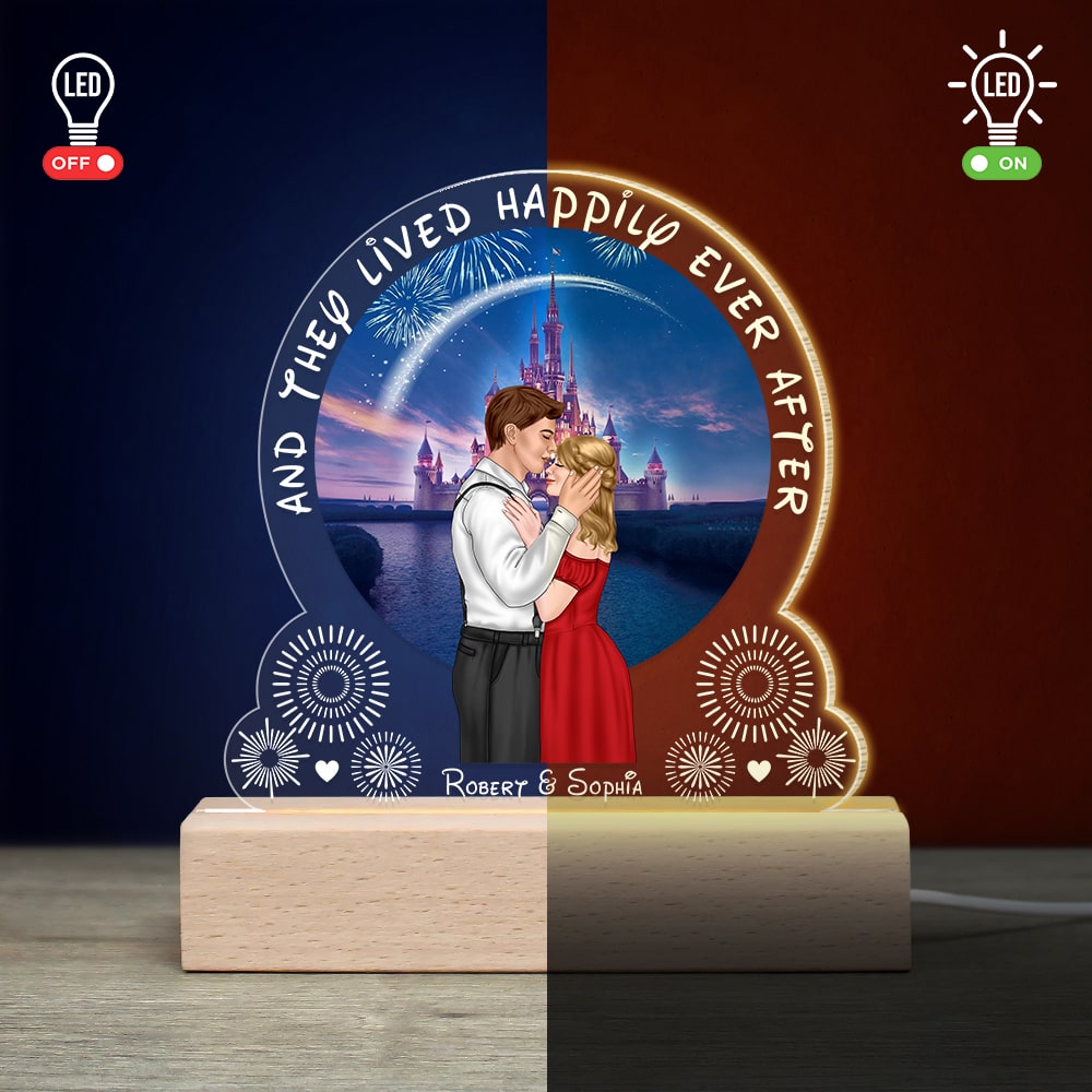 Couple, And They Lived Happily Ever After, Personalized Led Light, Couple Gifts, 03PGQN010823TM - Led Night Light - GoDuckee