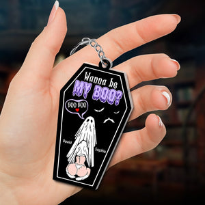 Wanna Be My Boo? Personalized Keychain- Gift For Him/ Gift For Her- Funny Couple Keychain - Keychains - GoDuckee