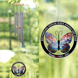 Butterflies Appear When Angels Are Near, Personalized Wind Chimes, Memorial Gifts - Wind Chimes - GoDuckee
