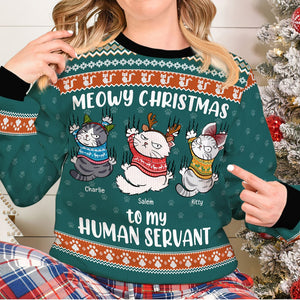 To My Human Servant-Personalized 3D Knitted Ugly Sweater-Gift For Cat Lover - AOP Products - GoDuckee