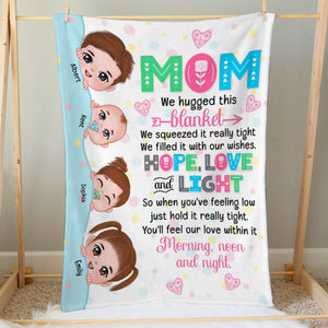 Mom We Hugged This Blanket You'll Feel Our Love Within It Morning, Noon And Night-Personalized Blanket-Gift For Mom/ Gift For Grandma- Mom Blanket - Blanket - GoDuckee