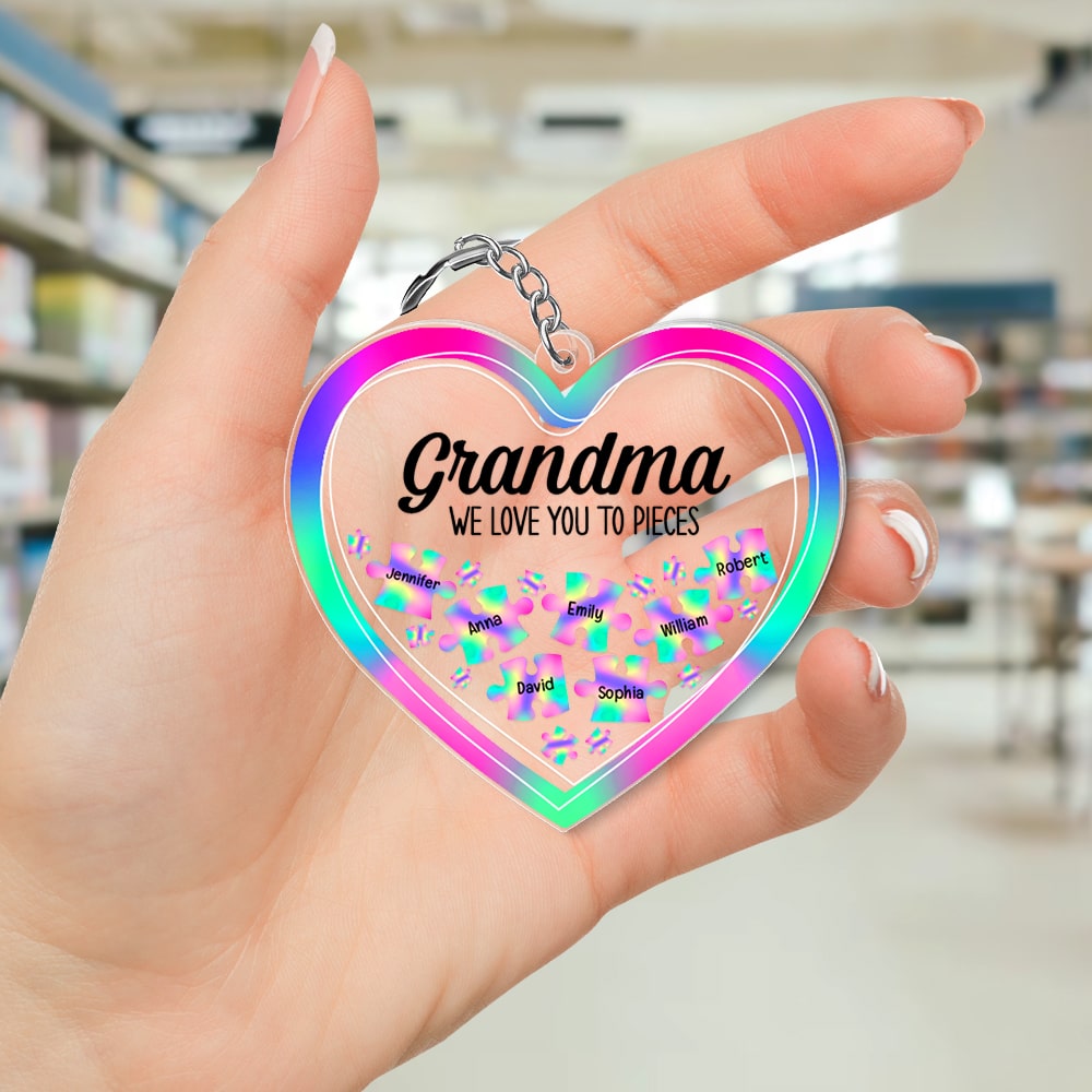 Grandma We Love You To Pieces- Personalized Keychain- Gift For Grandma/ Gift For Family- Grandma Keychain - Keychains - GoDuckee