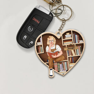 Just A Girl In Love With Her Books-Personalized Keychain- Gift For Book Lover- Book Lover Keychain - Keychains - GoDuckee