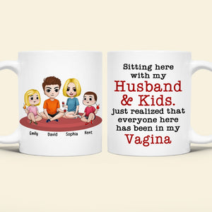 Personalized Gifts For Family Coffee Mug Sitting Here With My Husband - Coffee Mug - GoDuckee