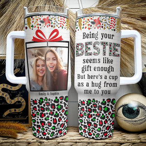 Here's A Cup As A Hug From Me To You-Personalized 40oz Tumbler With Handle-Gift For Bestie- Friends Tumbler - Tumbler Cup - GoDuckee