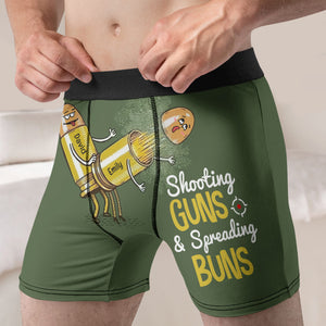 Personalized Gifts For Men Boxers Shooting Guns & Spreading Buns 05htqn240124 - Boxers & Briefs - GoDuckee