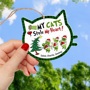 My Cats Stole My Heart-Personalized Acrylic Ornament- Gift For Cat Lover-Christmas Gift- Cat Lover Ornament - Ornament - GoDuckee