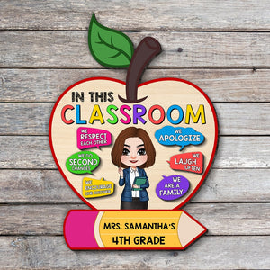 In This Classroom We Are A Family-Personalized 2 Layers Wood Sign- Gift For Teacher- Teacher Wood Sign - Wood Sign - GoDuckee