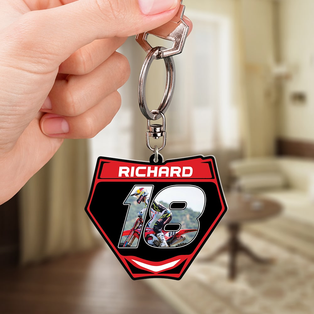 Motocross Racing - Custom Photo Keychain- Gift For Motocross Lover - Keychains - GoDuckee