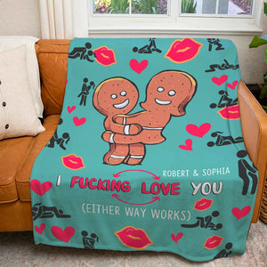 Personalized Blanket - Naughty Gingerbread Couple Blanket - Christmas Gift For Couple - 01NAPO171123DA - Blanket - GoDuckee