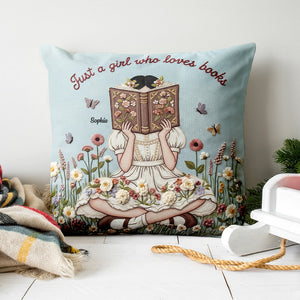 Reading Girl Pillow - Personalized Gifts For Book Lovers 01natn130625 - Pillow - GoDuckee