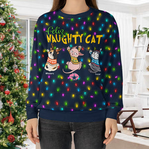 Naughty Cat- Personalized 3D Knitted Ugly Sweater- Gift For Cat Lover- Christmas Gift - AOP Products - GoDuckee