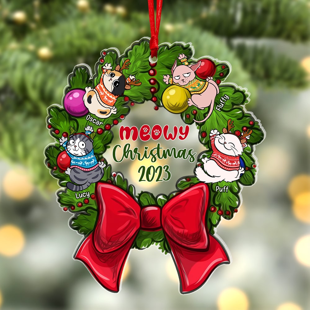 Christmas 2023 Personalized Acrylic Ornament- Gift For Cat Lover- Christmas Gift- Cat Lover Ornament - Ornament - GoDuckee