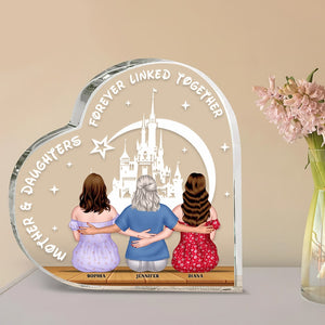 Mother & Daughters Forever Linked Together-Personalized Acrylic Plaque-Gift For Mom- Mom Daughter Heart Shape Acrylic 01naqn250323tm - Decorative Plaques - GoDuckee
