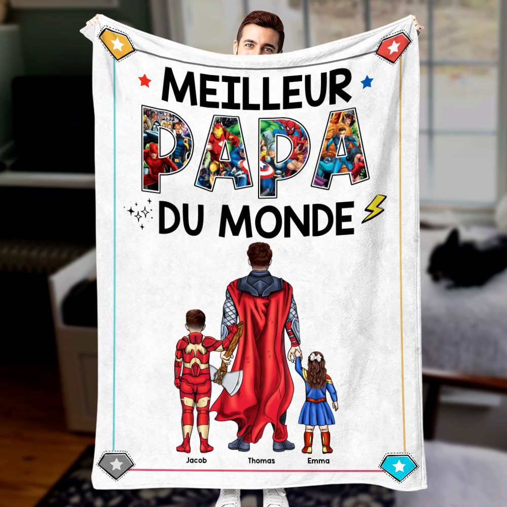 Couverture Personnalisée Meilleur Papa Du Monde Cadeau De Fête Des Pères 012qhqn041223tm-decke2 - Blanket - GoDuckee