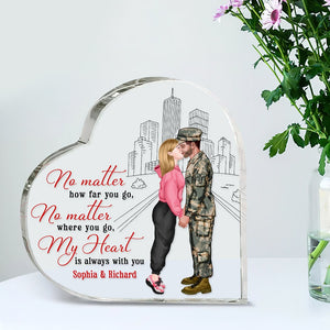 My Heart Is Always With You- Personalized Acrylic Plaque- Military Couple Gift - Decorative Plaques - GoDuckee