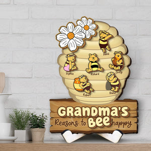 Personalized Gifts For Grandma Wood Sign Grandma's Reasons To Bee Happy 05htqn060224 - Wood Signs - GoDuckee