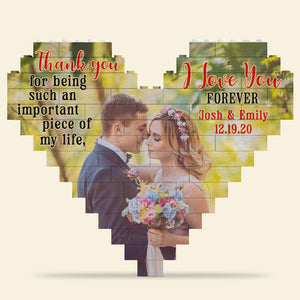 Thank You For Being Such An Important Piece Of My Life- Personalized Heart Building Blocks Puzzle- Couple Gift - Home Decor - GoDuckee