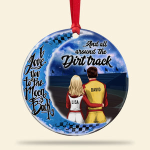 I Love You To The Moon & Back-Gift For Couple- Personalized Ornament - Ceramic Circle Ornament - Ornament - GoDuckee