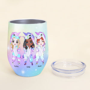 Unicorn Friends Are Filled With Flaws And Attitude - Personalized Wine Tumbler- Gift For Friends - Wine Tumbler - GoDuckee