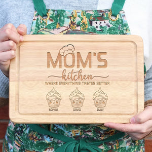 Personalized Gifts For Mom Engraved Cutting Board Everything Tastes Better - Home Decor - GoDuckee