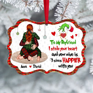 And Now Mine Is 3 Size Happier With You, Personalized 04OHTN121023HH Ornament, Christmas Gift For Couple - Ornament - GoDuckee