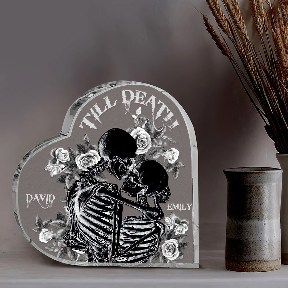 Till Death-Personalized Acrylic Plaque-Gift For Couple- Skull Couple Acrylic Plaque - Decorative Plaques - GoDuckee