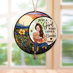 Just A Girl Who Loves Books- Personalized Suncatcher Ornament- Acrylic Custom Shape Ornament- Gift For Book Lover- Christmas Gift - Ornament - GoDuckee
