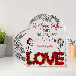 Couple I Love You More The End I Win, Personalized Heart Plaque, Gift For Couple - Decorative Plaques - GoDuckee