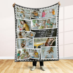 Every Time I see you, I Fall In Love All Over Again, Custom Photo Couple Blanket, Valentine Gifts, Couple Gifts - Blanket - GoDuckee