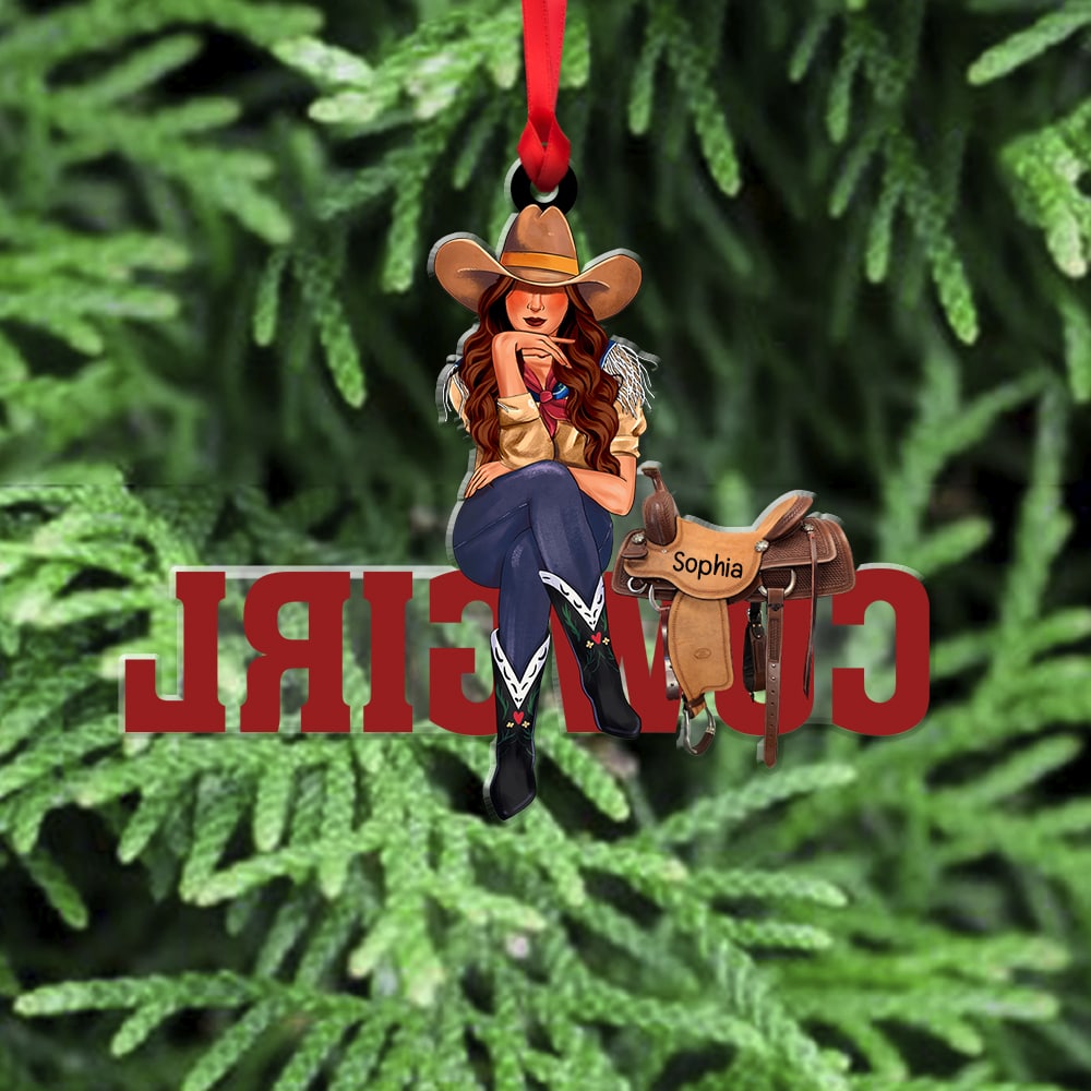 Cowgirl-Personalized Ornament - Acrylic Custom Shape Ornament- Gift For Cowgirl - Cowgirl Ornament - Ornament - GoDuckee