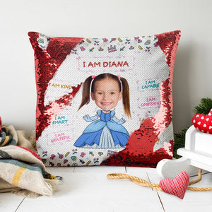 Custom Kid Face 04NATN281223HA Princesss Square Glitter Pillow, Gift For Kid - Pillow - GoDuckee